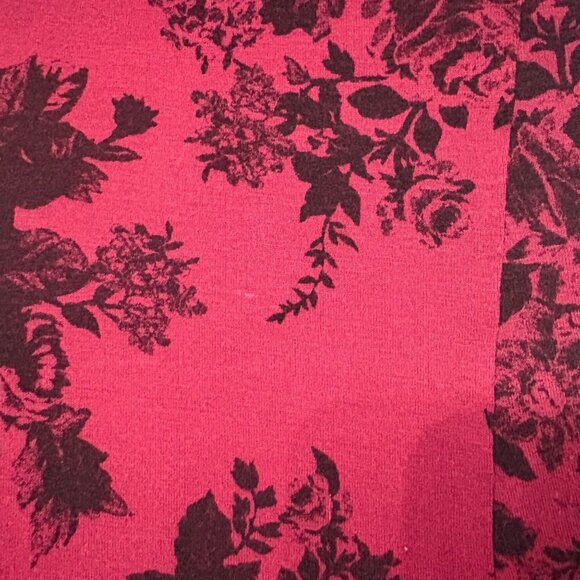 Carol Rose Floral Whimsigoth Burgundy Top W/ Black Lace Short Sleeve Womens XL - Picture 9 of 10